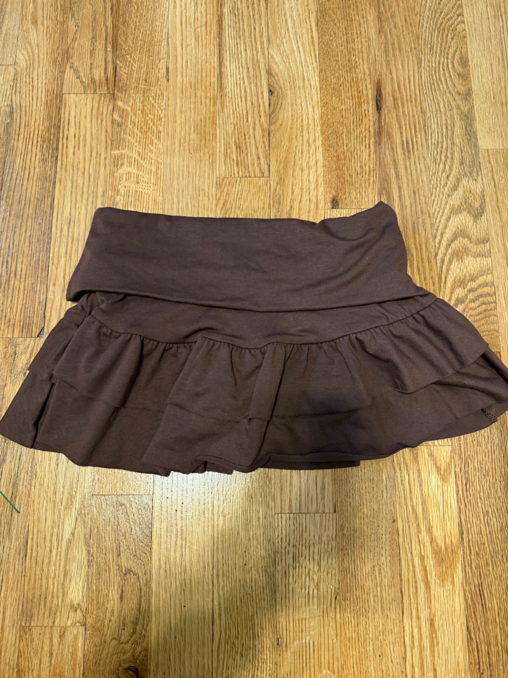 Women's Brown Ruffle Lowrise Mini Skort